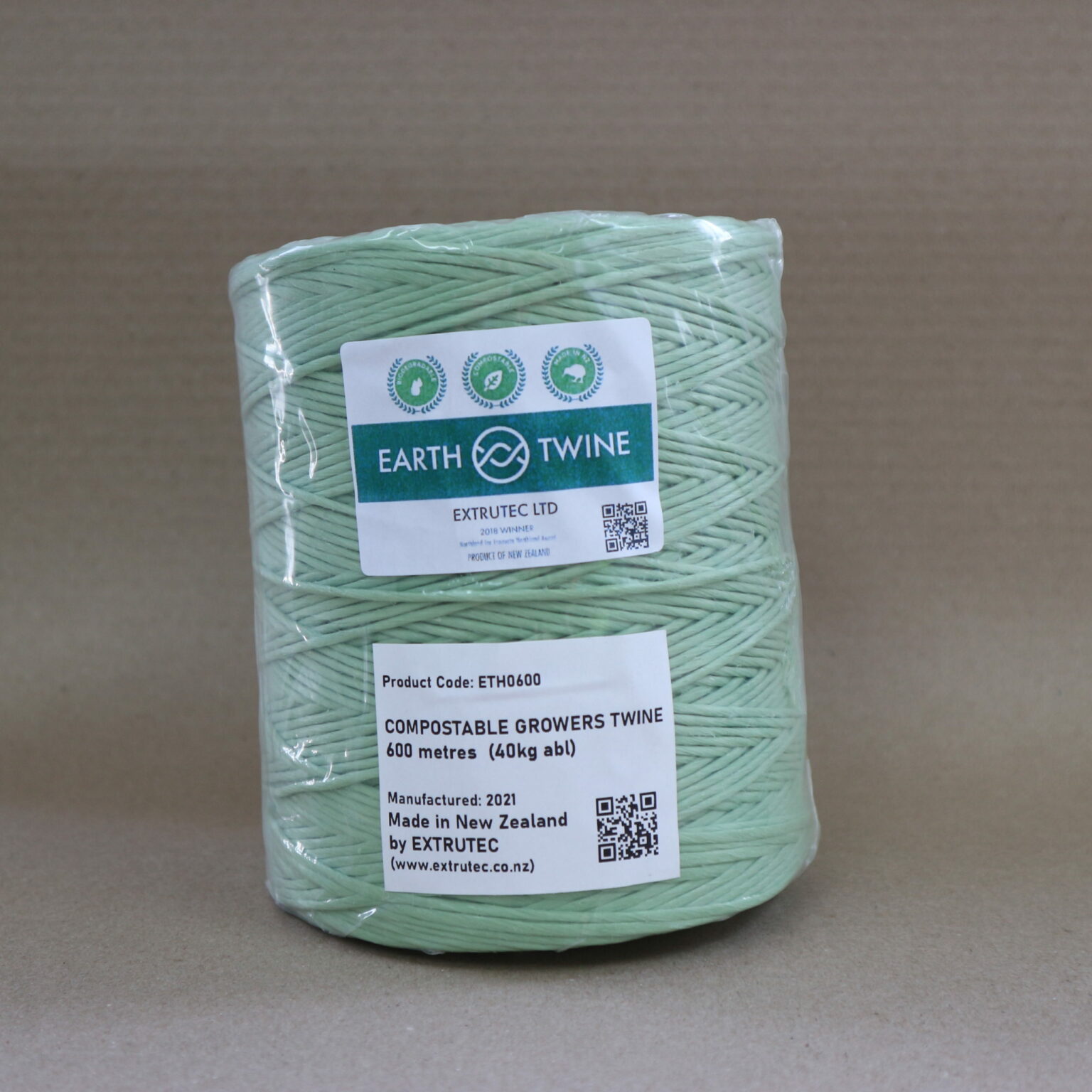 EARTHTWINE™ Compostable Twine, Green 600m spool Extrutec
